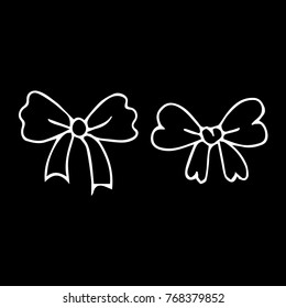 Bow on background vector illustration. Doodle style. Design, print, decor, textile, paper