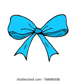Bow on background vector illustration. Doodle style. Design, print, decor, textile, paper