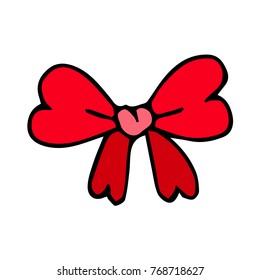 Bow on background vector illustration. Doodle style. Design, print, decor, textile, paper