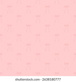Bow on pink background, polka dots  , fabric pattern, gift wrapping paper , seamless pattern 