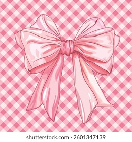 Bow on a plaid background vector illustration