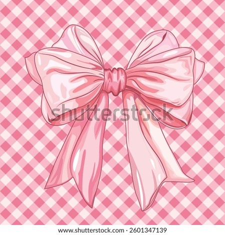 Bow on a plaid background vector illustration