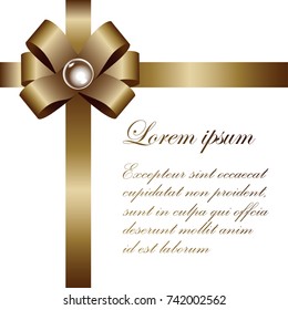  bow on white background. Space for text, congratulations.Vector