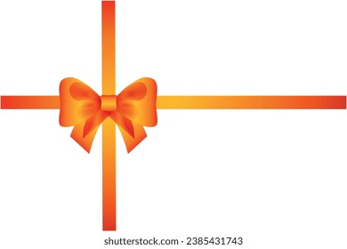 A bow of original yellow-orange color, for decorating gifts and surprises for the holidays. For gift wrapping for birthdays, Valentine's Day. Bow isolated on a white background. Vector illustration.
