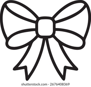 Bogenkontur-Symbol, Vektorgrafik. Menübandsymbol. Dekorationszeichen. Geschenkdesign-Element. Einzeln auf transparentem Hintergrund.