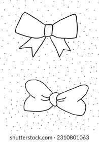 Bow outline illustration image. 
Hand drawn image artwork of bow. 
Simple cute original logo.
Hand drawn vector illustration for posters, cards, t-shirts.