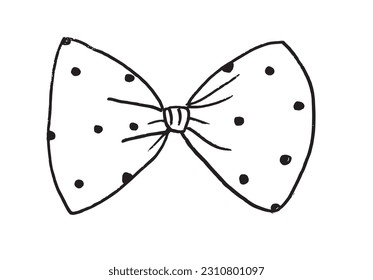 Bow outline illustration image. 
Hand drawn image artwork of bow. 
Simple cute original logo.
Hand drawn vector illustration for posters, cards, t-shirts.