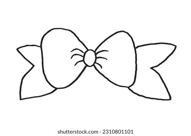 Bow outline illustration image. 
Hand drawn image artwork of bow. 
Simple cute original logo.
Hand drawn vector illustration for posters, cards, t-shirts.