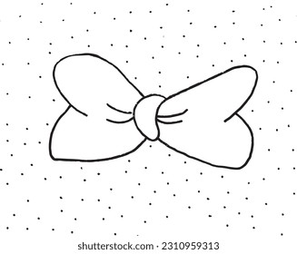 Bow outline illustration image. 
Hand drawn image artwork of bow. 
Simple cute original logo.
Hand drawn vector illustration for posters, cards, t-shirts.
