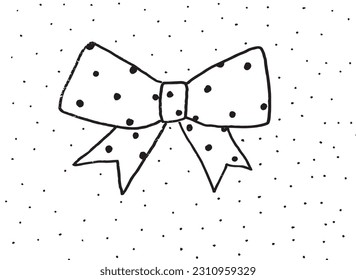Bow outline illustration image. 
Hand drawn image artwork of bow. 
Simple cute original logo.
Hand drawn vector illustration for posters, cards, t-shirts.