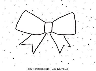 Bow outline illustration image. 
Hand drawn image artwork of bow. 
Simple cute original logo.
Hand drawn vector illustration for posters, cards, t-shirts.