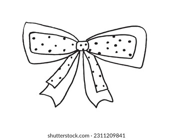 Bow outline illustration image. 
Hand drawn image artwork of bow. 
Simple cute original logo.
Hand drawn vector illustration for posters, cards, t-shirts.
