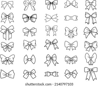 Bow Outline Isolated on White Background