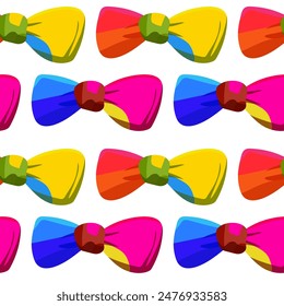 bow pattern multicoloured bright bows on a white background