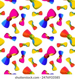 bow pattern multicoloured bright bows on a white background