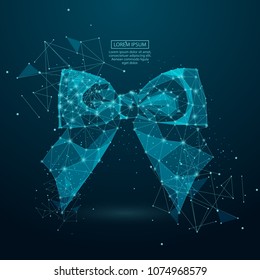 Bow with polygon line on abstract background. Polygonal space low poly with connecting dots and lines. Connection structure. Vector science background