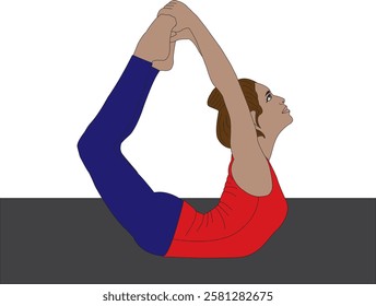 Bow Pose Yoga Asana Vector Dhanurasana Illustration