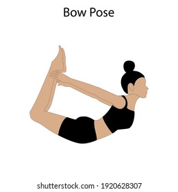 Bow posar el entrenamiento de yoga sobre el fondo blanco. Ilustración del vector