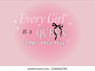 bow and pretty girl power  slogan design vector art