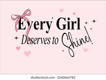 bow and pretty girl power  slogan design vector art