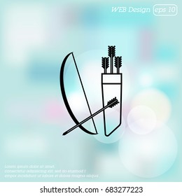 Bow and quiver with arrows. Arrows icon
