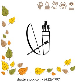 Bow and quiver with arrows. Arrows icon