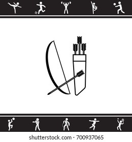 Bow and quiver with arrows. Arrows icon