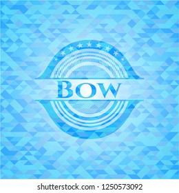 Bow realistic light blue emblem. Mosaic background