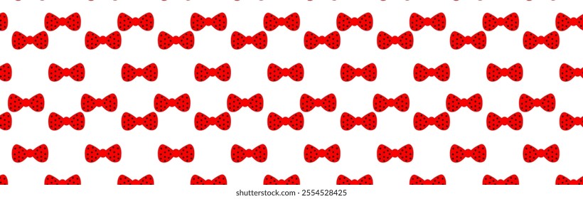 bow red pattern with black polka dots on a transparent background, 