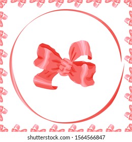 Bow and red ribbon on a white background. Vector template for greeting card on Valentine's Day, anniversary, wedding. Elements for holiday decorations.
