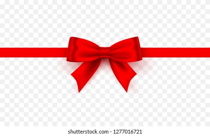 Bow red tape on the transparent background. Vector illustration