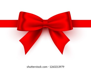 Bow red tape on the white background. Vector illustration