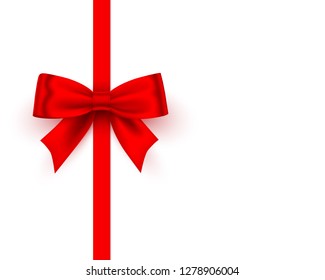 Bow red tape on the white background. Vector illustration