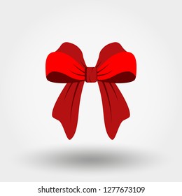 Bow. Red. Vector illustration on a white background. Can be used for design greeting card, invitation or banner or icons for mobile applications or logos. Flat design style