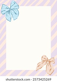 Bow and ribbon background. Hand drawn bows ribbons decoration illustration