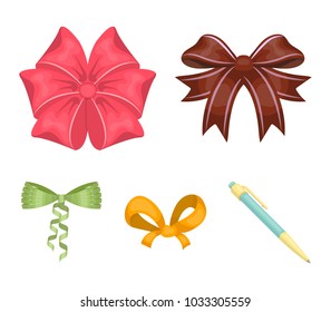 Bow, ribbon, decoration, and other web icon in cartoon style. Gift, bows, node, icons in set collection.