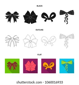 Bow, ribbon, decoration, and other web icon in black,flat,outline style. Gift, bows, node, icons in set collection.