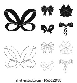 Bow, ribbon, decoration, and other web icon in black,outline style. Gift, bows, node, icons in set collection.