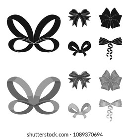 Bow, ribbon, decoration, and other web icon in black,monochrom style. Gift, bows, node, icons in set collection.