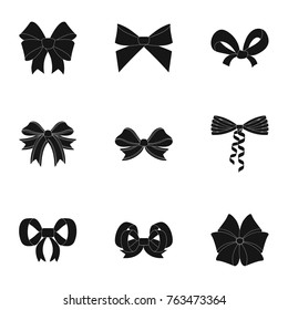 Bow, ribbon, decoration, and other web icon in black style.Giftbows, node, ornamentals, icons in set collection.