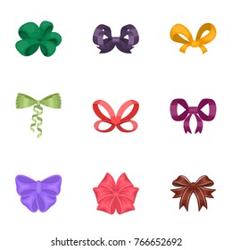 Bow, ribbon, decoration, and other web icon in cartoon style.Giftbows, node, ornamentals, icons in set collection.