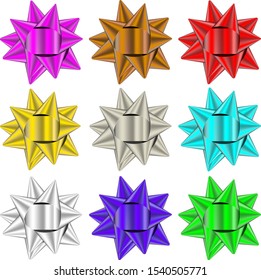 Bow ribbon in editable colors. Only need to change base color. Isolated. Vector illustration.