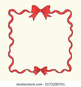 Bow ribbon frame. Frame of coquette pretty charming pink bows and ribbons.