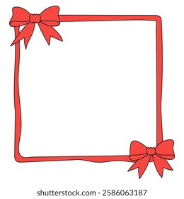 Bow ribbon frame. Frame of coquette pretty charming pink bows and ribbons.