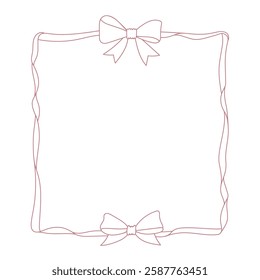 Bow ribbon frame. Frame of coquette pretty charming pink bows and ribbons.
