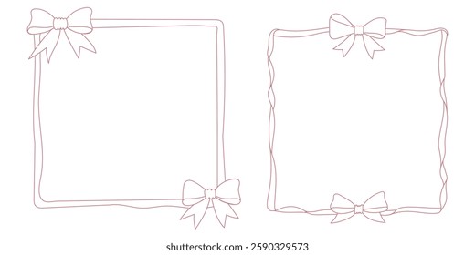 Bow ribbon frame. Frame of coquette pretty charming pink bows and ribbons.