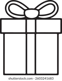 Bow ribbon gift box vector illustration line art 