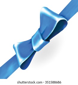 bow ribbon gift vector blue