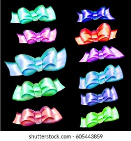 bow ribbon gift vector set