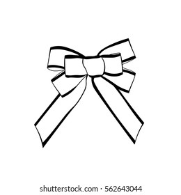 A bow ribbon gift in a vintage woodcut engraved etching style. Design element isolated